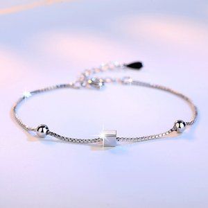 NEW 925 Sterling Silver Simple Cube Bracelet